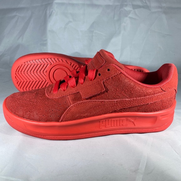 New Puma California Red Embossed Floral Sneakers - Picture 2 of 7